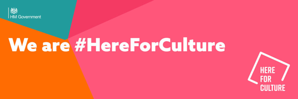Funding logo for Culture Recovery Fund #HereForCulture